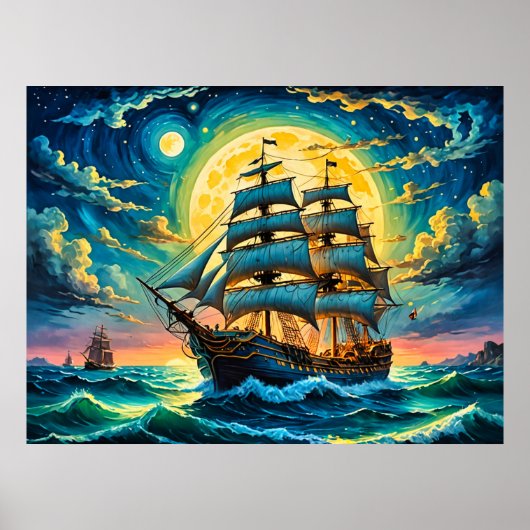 Poster van een zeilschip (Voorkant)