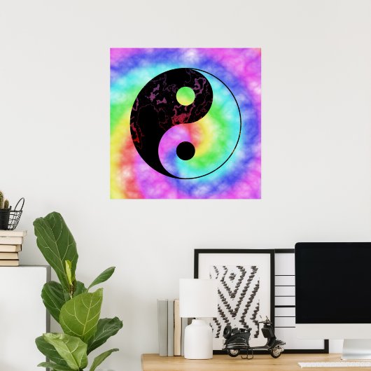 Poster van Faded Rainbow Yin Yang (Thuiskantoor)