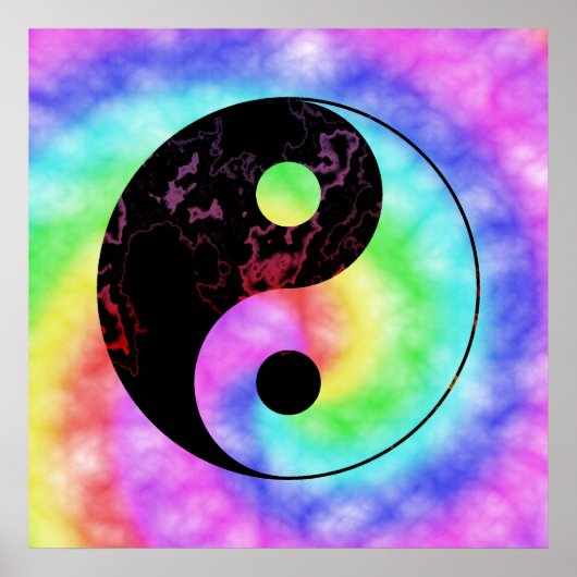 Poster van Faded Rainbow Yin Yang (Voorkant)