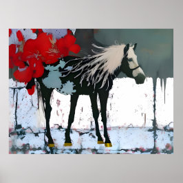 Poster van Floral Horse