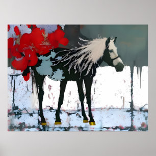 Poster van Floral Horse