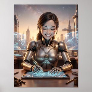 Poster van futuristische Android Designer Droom