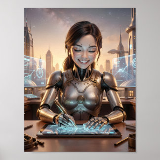 Poster van futuristische Android Designer Droom