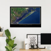 Poster van Galveston Island Texas Satellite Map (Thuiskantoor)