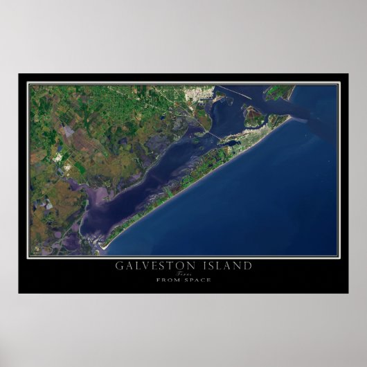 Poster van Galveston Island Texas Satellite Map (Voorkant)