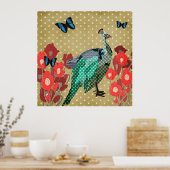 Poster van gebilde pekock en ponies Gold Stars (Keuken)