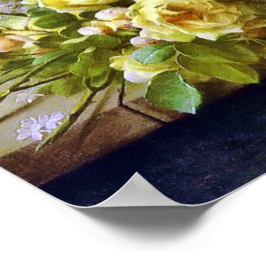 Poster van gele rozen en Lilacs (Hoek)