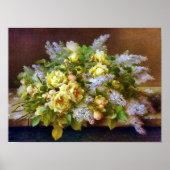 Poster van gele rozen en Lilacs (Voorkant)