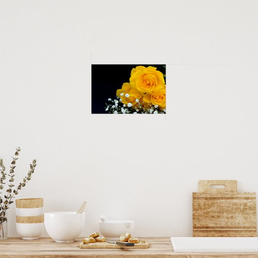 Poster van gele rozenbloem (Keuken)