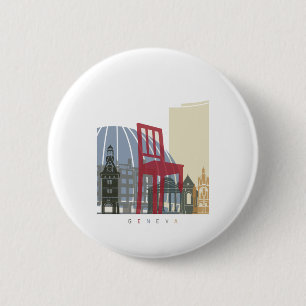 Poster van Genève skyline Ronde Button 5,7 Cm