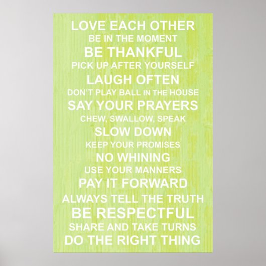 Poster van gezinswaarden (Voorkant)