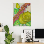 Poster van gitaar en Rozen (Thuiskantoor)