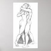 Poster van handbeugen Loopend Embrace Hug Figuur t (Voorkant)