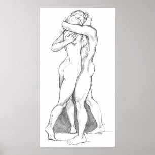 Poster van handbeugen Loopend Embrace Hug Figuur t