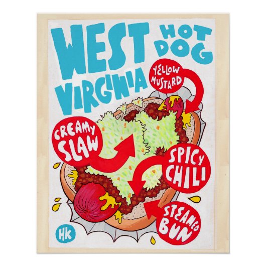 Poster van Hawk Krall, groot West Virginia Hot Dog (Voorkant)