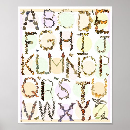 Poster van het alfabet van de vlinder - Kinder ABC (Voorkant)