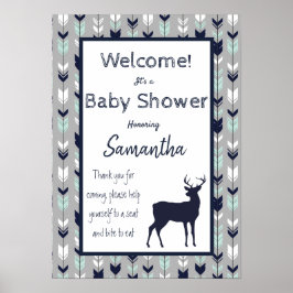 Poster van het Baby shower van Woodland - Mint, Na