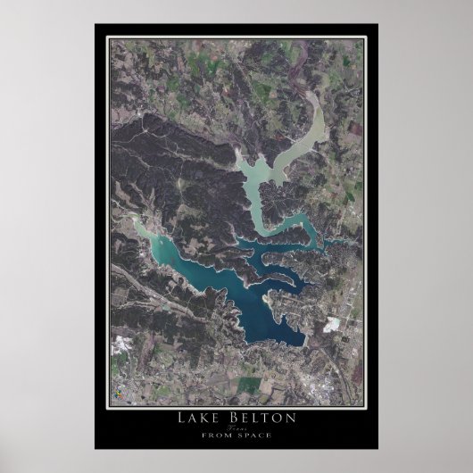 Poster van het Belton Texas-satellietmeer (Voorkant)