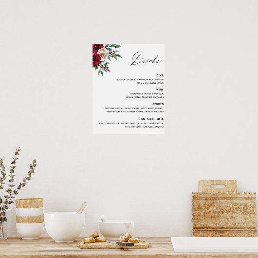 Poster van het Bourgundy Wedding Bar-menu (Keuken)