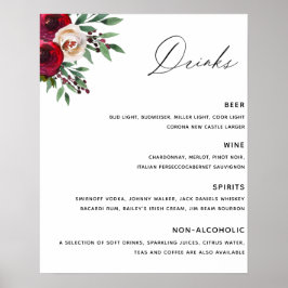 Poster van het Bourgundy Wedding Bar-menu