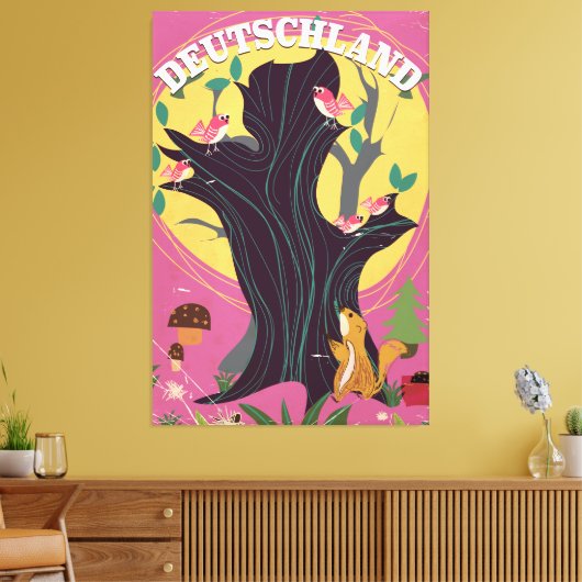 Poster van het  cartoon van Duitsland Canvas Afdruk (Insitu (Woonkamer))