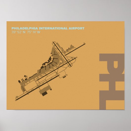 Poster van het diagram van de luchthaven van Phila (Voorkant)