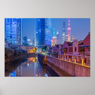 Poster van het financiële district Shanghai