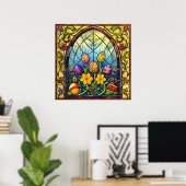 Poster van het Glas in lood van Pasen (Thuiskantoor)