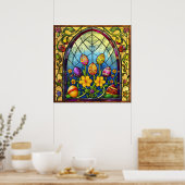 Poster van het Glas in lood van Pasen (Keuken)