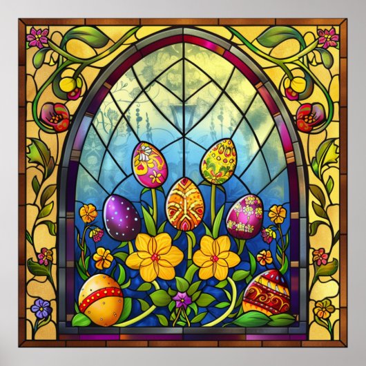 Poster van het Glas in lood van Pasen (Voorkant)