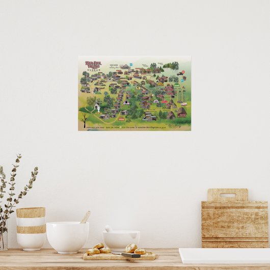 Poster van het Har-Ber Village Museum Map (Keuken)