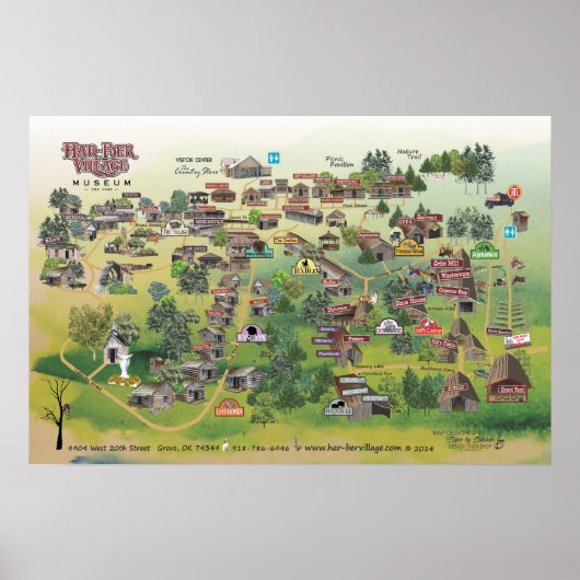 Poster van het Har-Ber Village Museum Map (Voorkant)