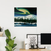 Poster van het landschap van Yukon, noordelijk lic (Thuiskantoor)