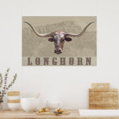 Poster van het Longhorn-land -60x40 - andere groot (Keuken)