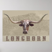 Poster van het Longhorn-land -60x40 - andere groot (Voorkant)