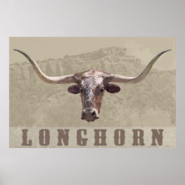 Poster van het Longhorn-land -60x40 - andere groot