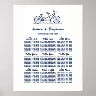 Poster van het marineschema Navy Blue Tandem Bike