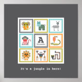 Poster van het moderne Oerwoud Safari Animals van  (Voorkant)