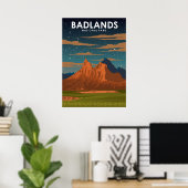 Poster van het nationaal park Badlands Vintage Tra (Thuiskantoor)