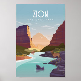 Poster van het nationaal park Zion vintage