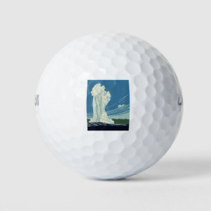 Poster van het nationale park van Yellowstone Golfballen
