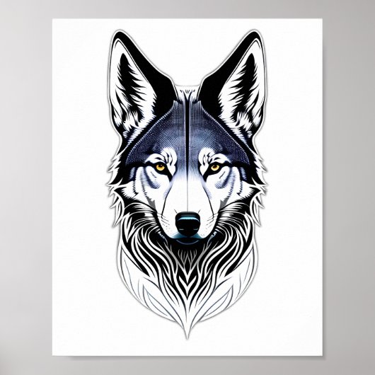 Poster van het ontwerp van de tribale Wolf Face (Voorkant)