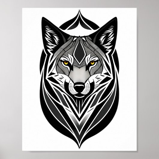 Poster van het ontwerp van de tribale Wolf Face (Voorkant)