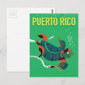poster van het oud - reisjaar van puerto rico briefkaart (Voorkant / Achterkant)