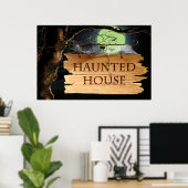 Poster van het oude Creepy Haunted House (Thuiskantoor)
