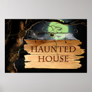 Poster van het oude Creepy Haunted House