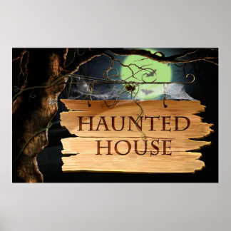 Poster van het oude Creepy Haunted House