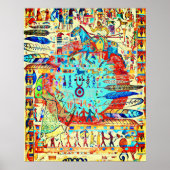 Poster van het patroon van veren en van Warriors (Voorkant)