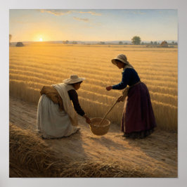 Poster van het plattelandsleven: boerenvrouwen zaa