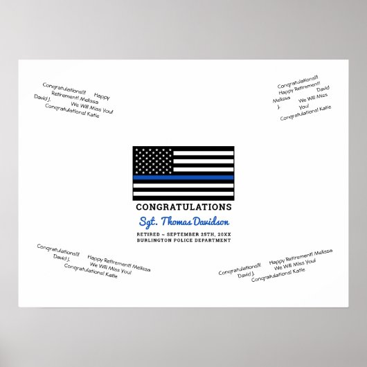 Poster van het politieaftredend Thin Blue Line Gue (Voorkant)